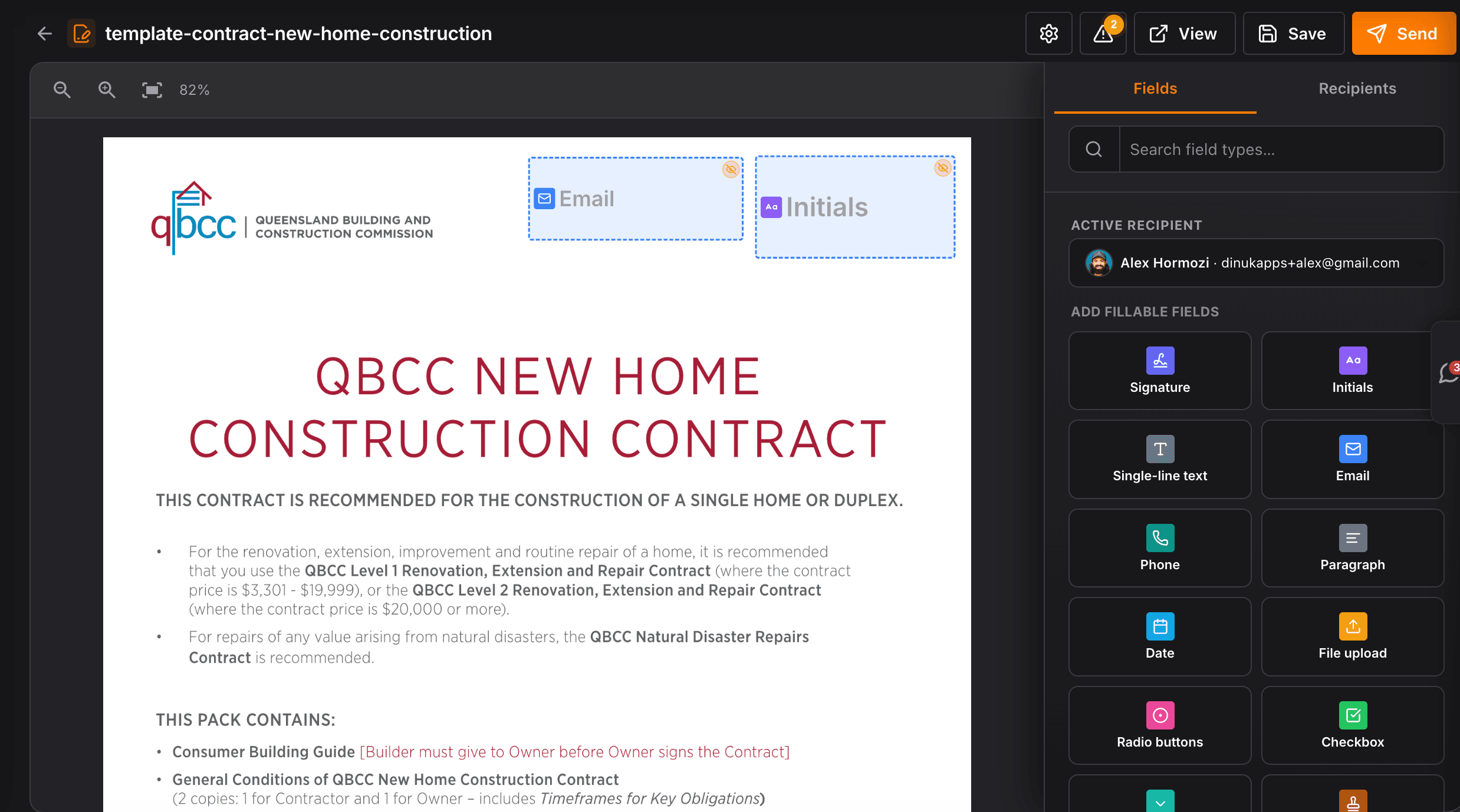 Ninja DocSign, upload PDF and create a signing document